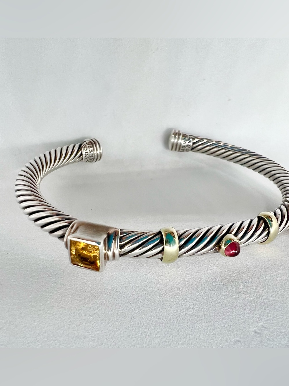 David Yurman Renaissance Station Bracelet with Citrine, Tourmaline and Gold - Picture 2 of 12